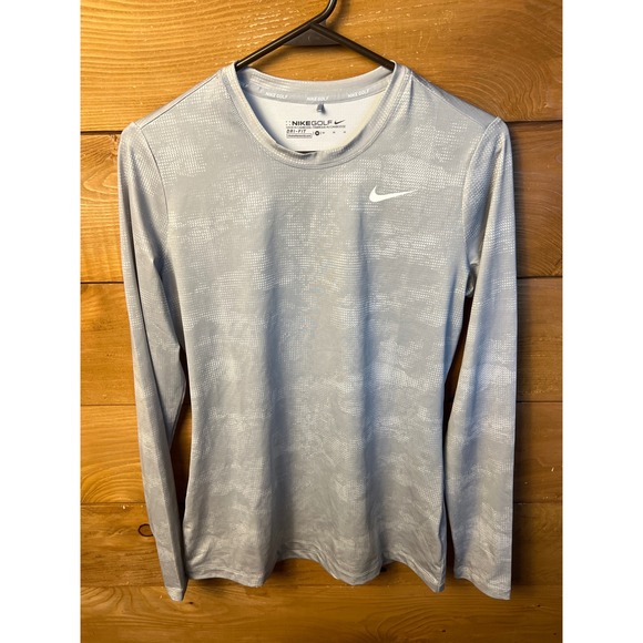Nike Golf Dri-FIT Long Sleeve Gray Patterned Athletic Shirt Women Md(855252-100) - Picture 1 of 7